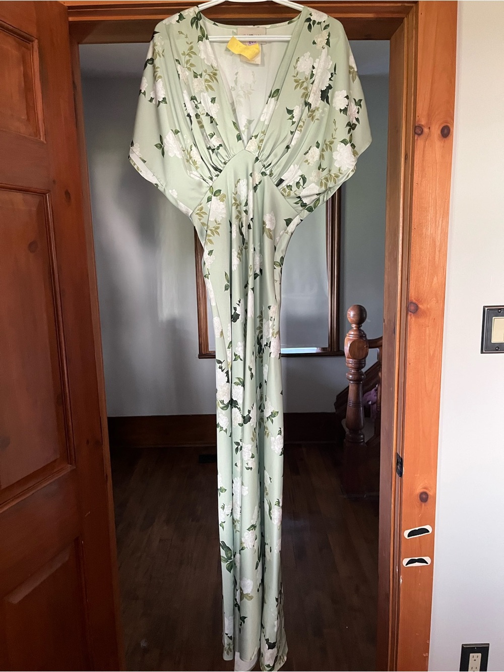 Anthropologie Sage Green Floral Maxi Dress